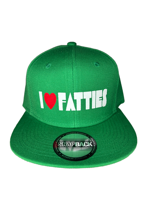 I LOVE (heart) FATTIES - flat brim