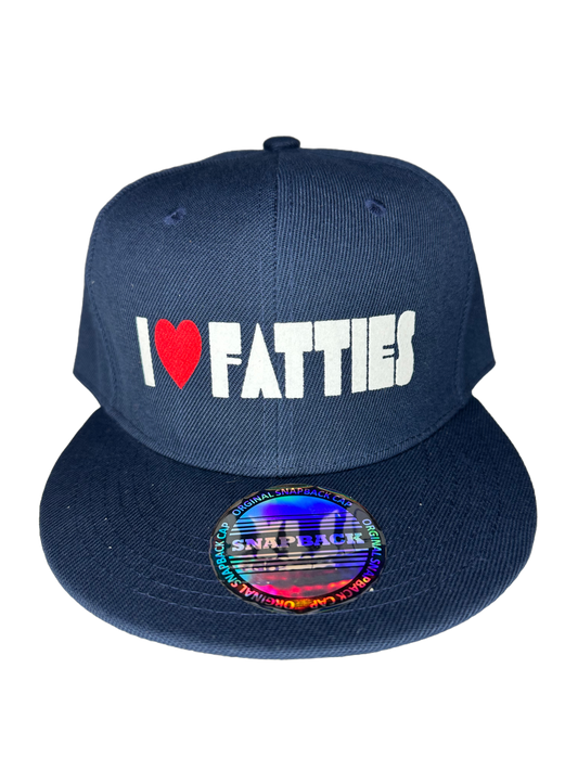 I LOVE (heart) FATTIES - flat brim