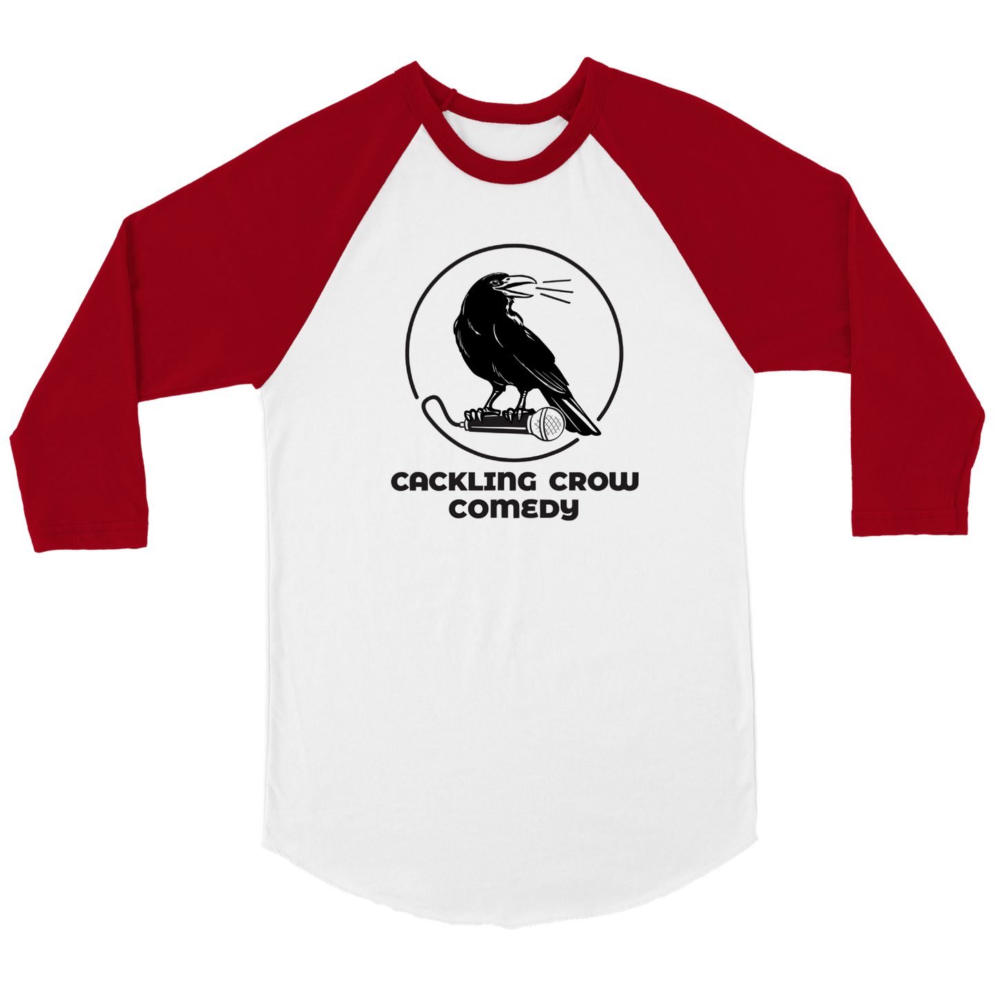 Cackling Crow Comedy - Unisex 3/4 sleeve Raglan T-shirt